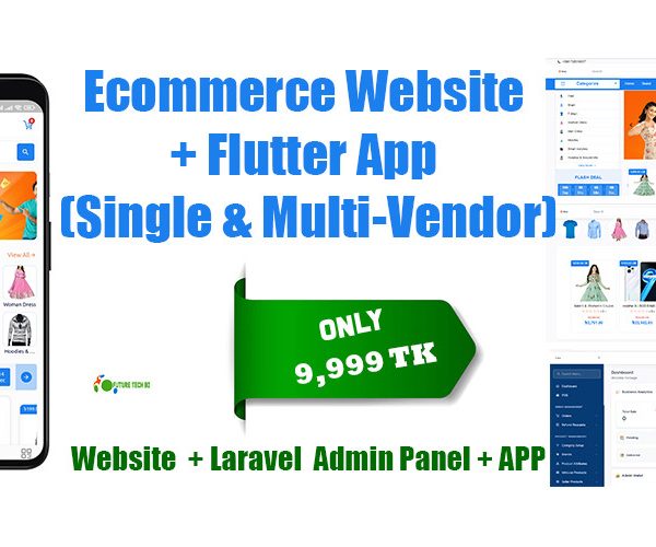 Ecommerce Website + Flutter App (Single & Multi-Vendor)